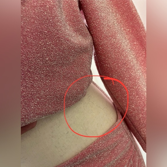 Crystal Doll Sparkly Pink 2-Piece Dress Set Mini Skirt & Long Sleeve Crop Top XL - Picture 10 of 16